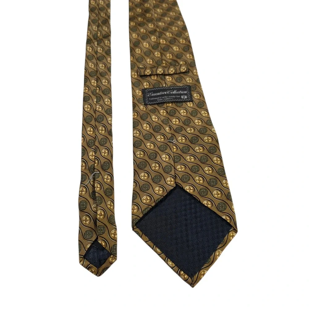 Executive Collection for Tom James Mens Necktie Brown Floral Silk‎ Wide USA Dad